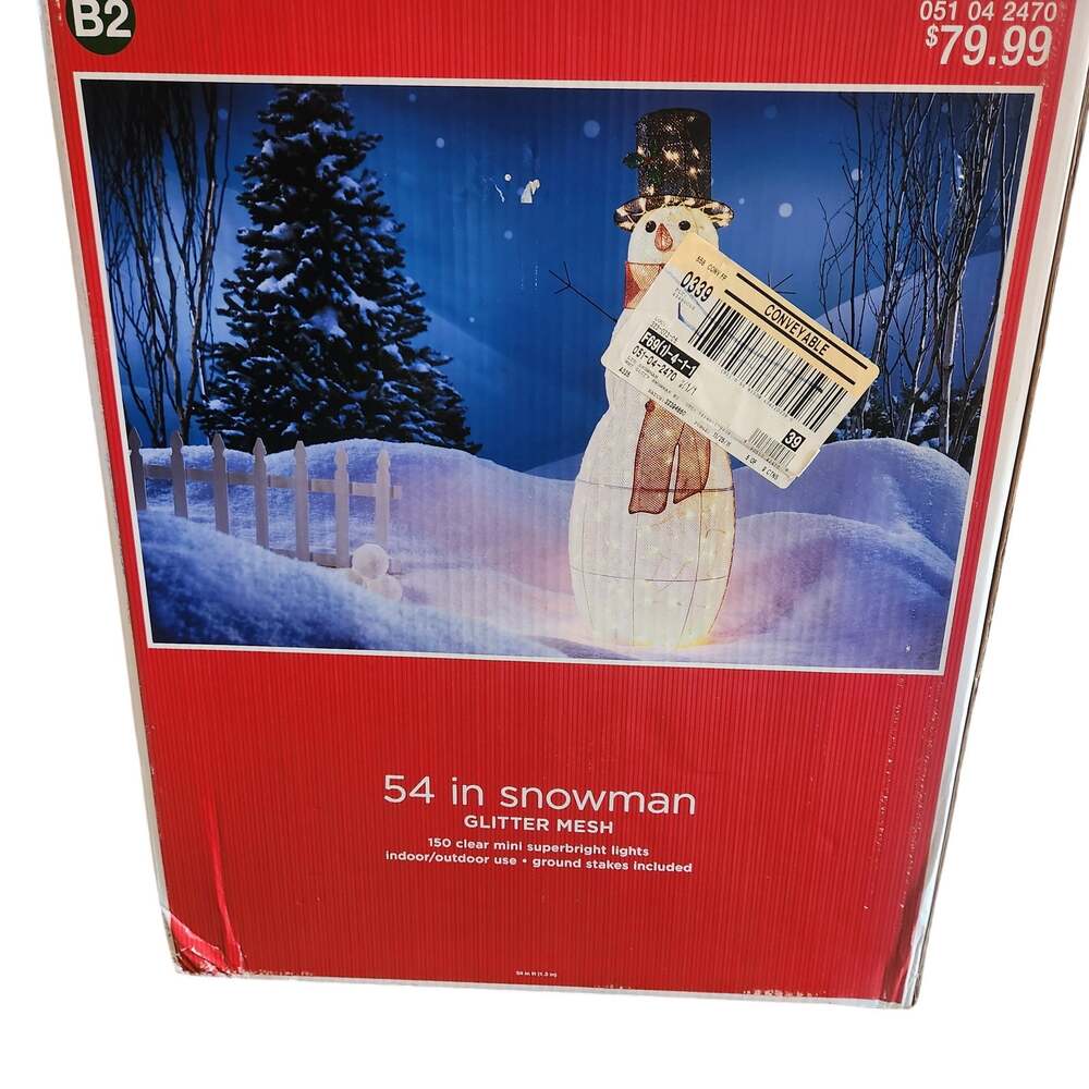 Vintage Complete Discontinued 54inch Glitter Mesh Snowman